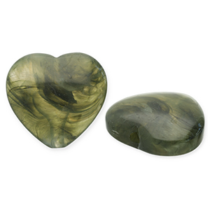 Acrylic beads heart Olive Green