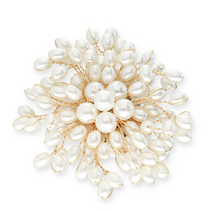 Statement brooches with pearls Gold-White