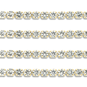 Stainless steel rhinestone chain 3mm Gold-Crystal