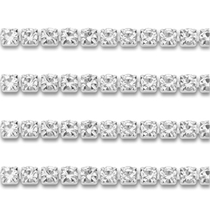 Stainless steel rhinestone chain 3mm Silver-Crystal
