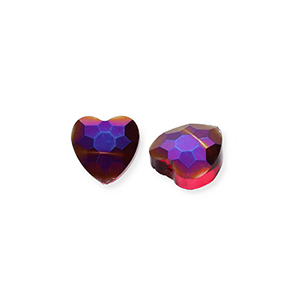 Fashion faceted beads heart Burgundy Red-AB Coating