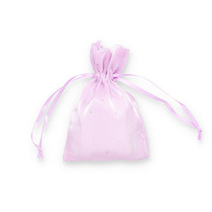 Jewellery satin bag with rhinestones Lilac-Silver