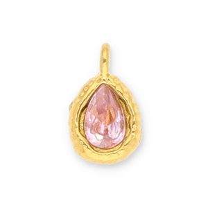 Stainless steel charms drop with facet Gold-Light Pink
