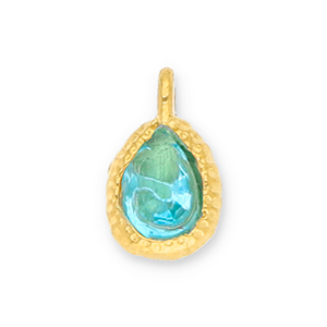 Stainless steel charms drop with facet Gold-Blue