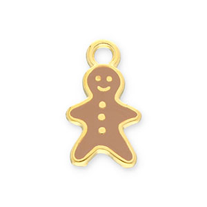 DQ European metal charms gingerbread man Gold-Brown (Nickelfree)