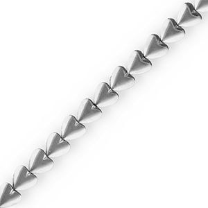 Round hematite beads heart Silver