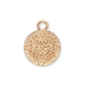 Metal charms round with flower Gold