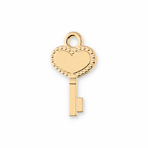 Metal charms key with heart Gold
