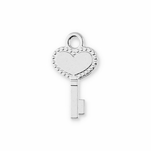 Metal charms key with heart Silver