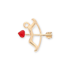 Metal charms heart bow and arrow Gold-Red