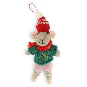 Trendy felt pendants mouse Grey-Green-Red-Pink