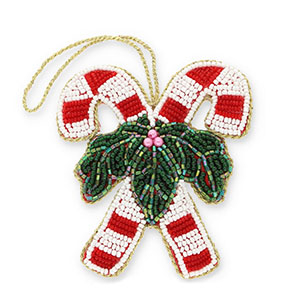 Trendy pendants candy canes with Christmas greenery Red-White-Green-Gold