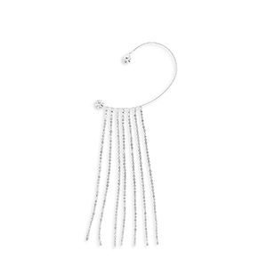 Eco-brass&reg; metal earrings ear cuff with strass Silver-Crystal