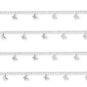 Stainless steel findings belcher chain with butterflies Silver