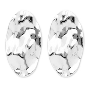 Stainless steel earrings / earpins oval Silver