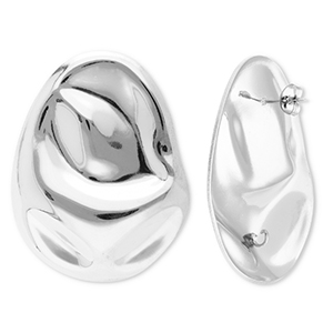 Stainless steel findings earrings / earpin oval with loop Silver