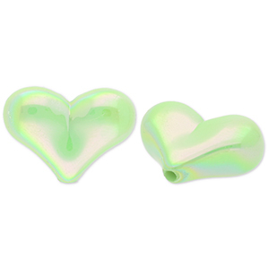 Acrylic beads heart Green-AB Coating