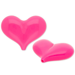 Acrylic beads heart Dark Pink