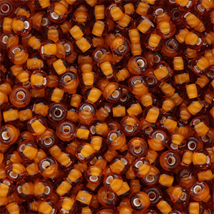 Preciosa glass seed beads Ornela 6/0-15096 White Lining-Topaz Brown