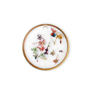 Charms with dried flowers Gold-Multicolour