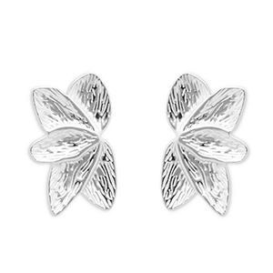 Stainless steel earrings / earpin leafs Silver
