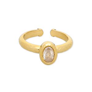 Stainless steel rings Gold-Transparent