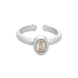 Stainless steel rings Silver-Transparent