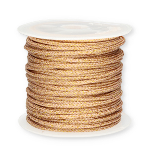 Macram&eacute; bead cord braided 2mm Gold-Vintage Pink