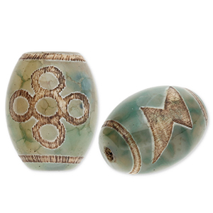 Natural stone beads Chalcedony rice Green-Beige-Brown