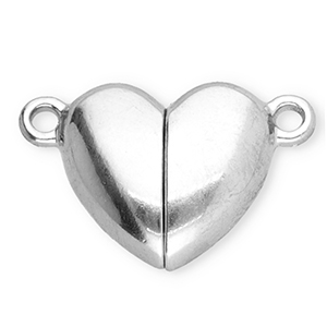 Stainless steel findings magnetic clasp heart Silver