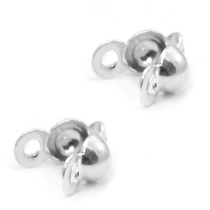925 Silver findings crimp covers 3mm with loop Silver