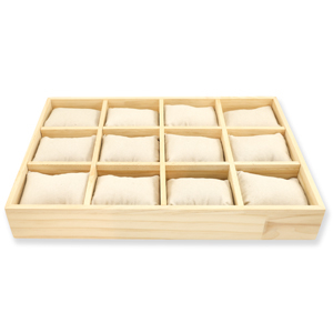 Jewellery display 12 compartments with pillow Natural-Off white