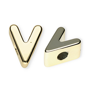 Acrylic letter beads letter V Gold