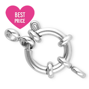 Stainless Steel findings bolt ring clasp 14mm with loops Silver