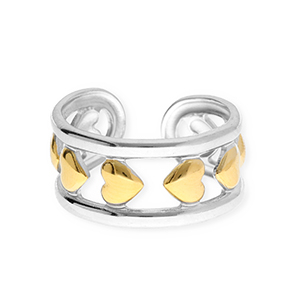 Stainless steel rings hearts Silver-Gold