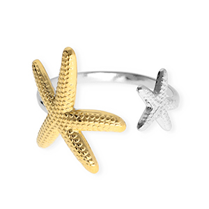 Stainless steel rings starfish Silver-Gold