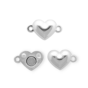 DQ&reg; European metal findings magnetic clasp heart Antiek Zilver (Nikkelvrij)