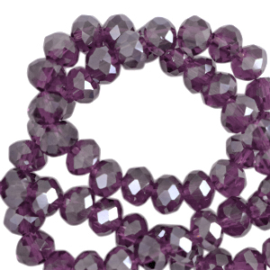 Top faceted beads 8x6mm disc Aubergine Purple-Pearl Shine Coating