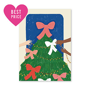 Jewellery cards Christmas tree Green-Blue-Pink