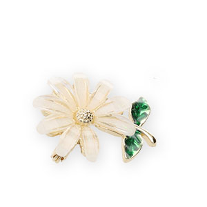 Brooches flower White-Green-Gold