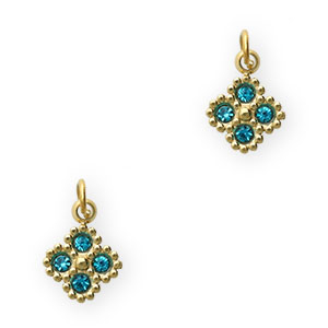 Stainless steel charms flower Gold-Blue