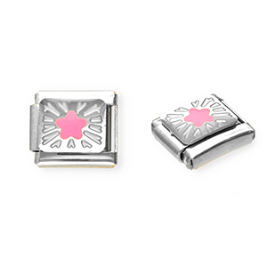 Stainless steel charms for italian bracelet star Silver-Pink-Yellow