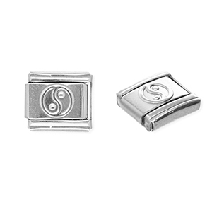 Stainless steel charms for italian bracelet Yin & Yang Silver