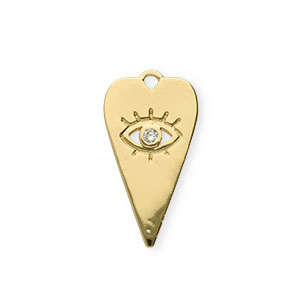 Brass TQ metal charms heart Eye of Providence rhinestone Gold