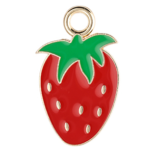 Metal charms strawberry Gold-Red-Green