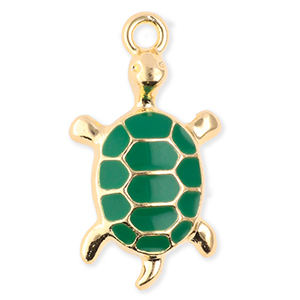 Metal charms turtle Gold-Green