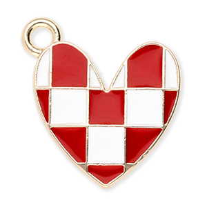 Metal charms heart with cubes Gold-Red-White