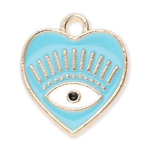 Metal charms heart Eye of Providence Gold-Blue-White