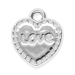 Metal charms heart "Love" Silver