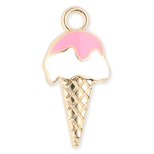 Metal charms ice lolly Gold-White-Light Pink